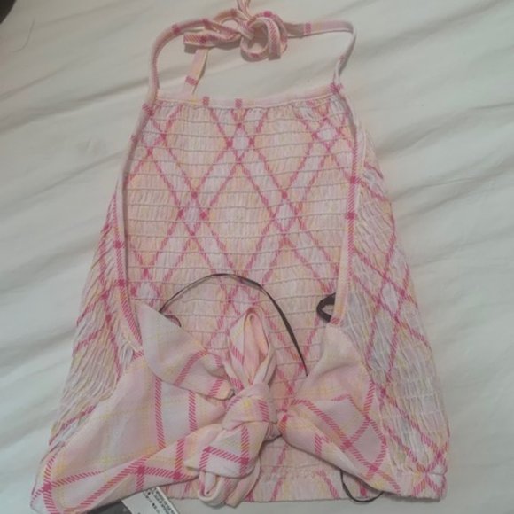 Forever 21 Pink/White Smocked Halter Top - NEW - Picture 2 of 3